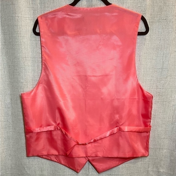 ALBERTO CARDINELLI coral, deep peach tuxedo vest with tie & bow tie. Large. - Picture 5 of 7